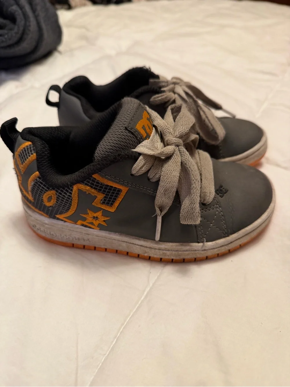 DC Kids Gray and Orange Lace-Up Sneakers